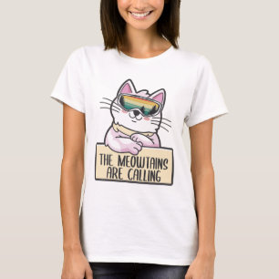 Lustiger Mountain-Snowboard-Ski-Gift Für Katze Lo T-Shirt