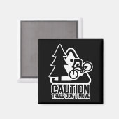 Lustiger Mountainbike-Warnung - Achtung Bäume Bewe Magnet (Vorderseite/Rückseite)