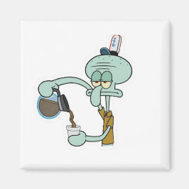 Lustiger müder Squidward, der Kaffeetasse gießt -  Magnet