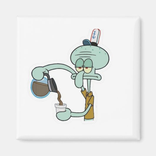 Lustiger müder Squidward, der Kaffeetasse gießt -  Magnet (Vorne)