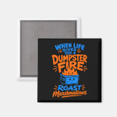 Lustiger Müllcontainer Feuer Marshmallow Magnet (Vorderseite/Rückseite)