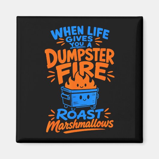 Lustiger Müllcontainer Feuer Marshmallow Magnet (Vorne)