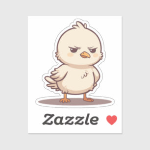 Lustiger mürrischer Baby-Vogel Kawaii Cartoon Aufkleber