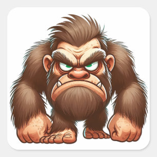 Lustiger mürrischer Bigfoot-Aufkleber Sasquatch- Quadratischer Aufkleber