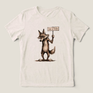 Lustiger mürrischer Cartoon-Kojote außer Betrieb Tri-Blend Shirt