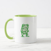 Lustiger mürrischer Frosch Kaffee Montagmorgen