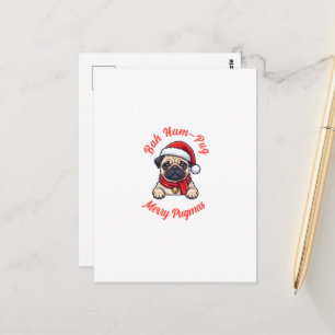 Lustiger mürrischer Pug Frohe Weihnachten Geschenk Postkarte