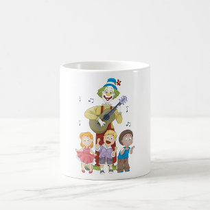 Lustiger Musikclown mit tanzenden Kindern Kaffeetasse