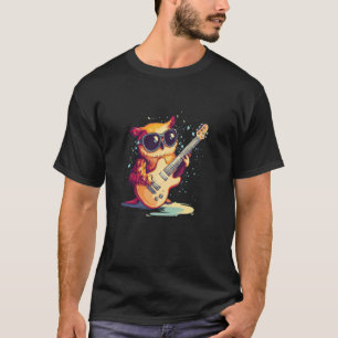 Lustiger Musiker Eule mit einem rockigen Gitarren T-Shirt