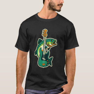 Lustiger Musiker mit Bassgitarre-Angelmotiv Grafik T-Shirt