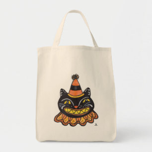 Lustiger Narr Halloween Vintage Art Cartoon Katze Tragetasche