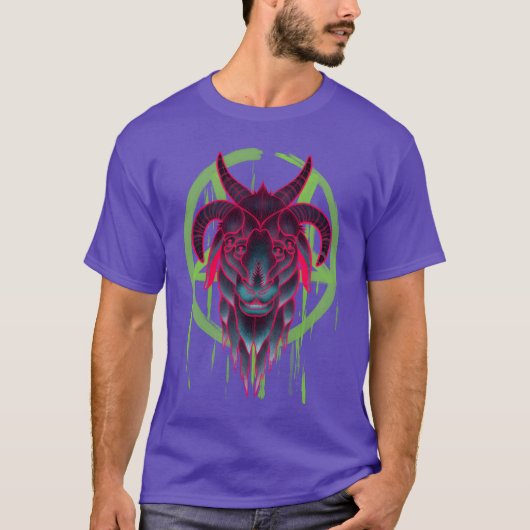 Lustiger Neon-Baphomet T-Shirt (Vorderseite)