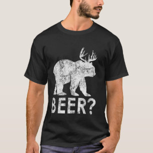 Lustiger nerdiger Bierbär-Hirschjäger-Trinker Pun T-Shirt