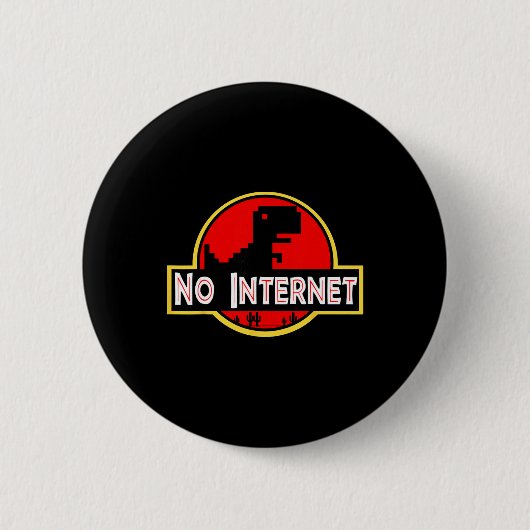 Lustiger nerdiger Kein-Internet-Dinosaurier Inform Button (Vorderseite)