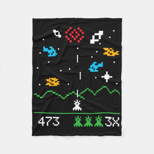 Lustiger nerdiger vintage Astrospace-Videospiel-Ge Fleecedecke (Vorderseite)