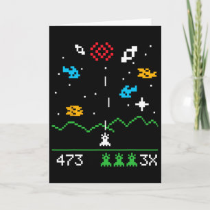 Lustiger nerdiger Vintage-Astrospace-Videospiel-Ge Karte