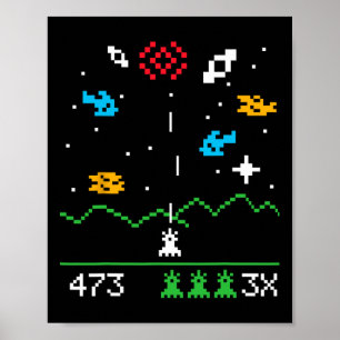 Lustiger nerdiger Vintage-Astrospace-Videospiel-Ge Poster
