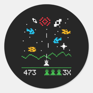 Lustiger nerdiger Vintage-Astrospace-Videospiel-Ge Runder Aufkleber