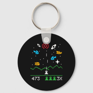 Lustiger nerdiger Vintage-Astrospace-Videospiel-Ge Schlüsselanhänger