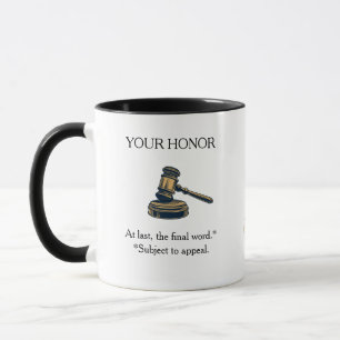 Lustiger neu gewählter Richter vorbehaltlich Beruf Tasse