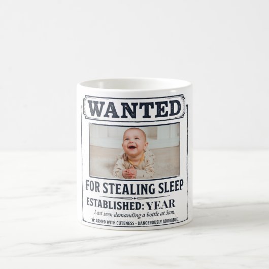 Lustiger Neugeborener "Schlafräuber etabliert" Kaffeetasse (Mittel)
