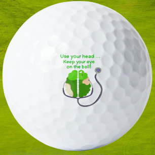 Lustiger Neurologe Golf Gehirn mit Stethoskop Golfball