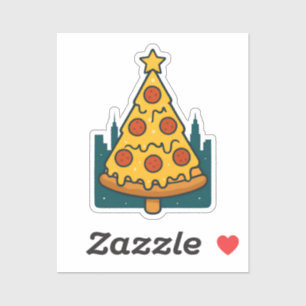 Lustiger New Yorker Pizza-Weihnachtsbaum Feiertags Aufkleber