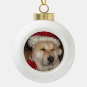 lustiger niedlicher Akita-Hund gekleidet als Santa Keramik Kugel-Ornament (Vorderseite)
