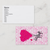 Lustiger niedlicher Elefant u. rosa Damast Visitenkarte (Vorne/Hinten)
