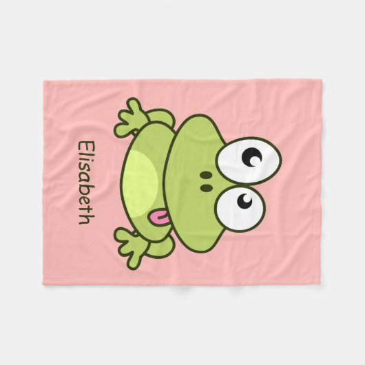 Lustiger niedlicher Frosch-Cartoon scherzt Namen Fleecedecke (Vorderseite (Horizontal))