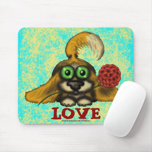 Lustiger niedlicher Hund mit Blume mousepad (Mit Mouse)