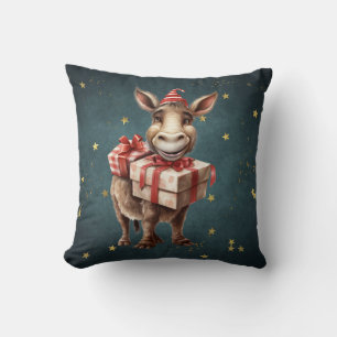 Lustiger niedlicher vintage Weihnachts Esel Kissen