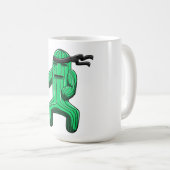 Lustiger Ninja Kaktus Cartoon Kaffeetasse (VorderseiteRechts)