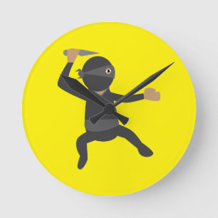 Lustiger Ninja Runde Wanduhr