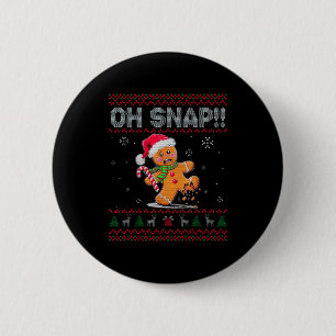 Lustiger Oh Snap Lebkuchen hässliches Weihnachtsko Button