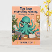Lustiger Oktopus Admin Profi Danke Karte (Gelbe Blume)