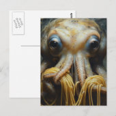 Lustiger Oktopus, der Spaghetti isst Postkarte (Vorne/Hinten)