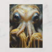 Lustiger Oktopus, der Spaghetti isst Postkarte (Vorderseite)