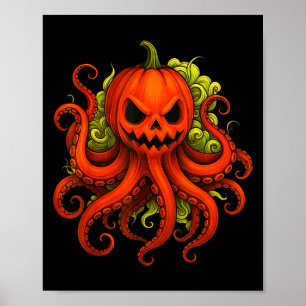 Lustiger Oktopus mit Kürbiskopf Frohes Halloween B Poster
