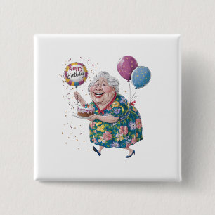Lustiger Oma Geburtstagskuchen und Ballon Button