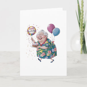 Lustiger Oma Geburtstagskuchen und Ballon Karte