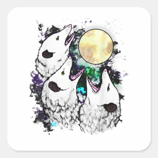 Lustiger Opossum-Aufkleber | Süßer schreiender Pos Quadratischer Aufkleber (Vorderseite)