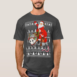 Lustiger Opossum-Liebhaber Weihnachtsmann reitet O T-Shirt
