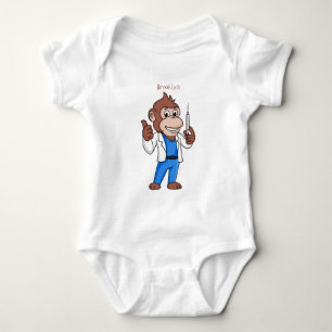 Lustiger Orang-Utan-Affe-Cartoon-Arzt Baby Strampler