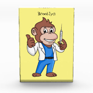 Lustiger Orang-Utan-Affe-Cartoon-Arzt Fotoblock