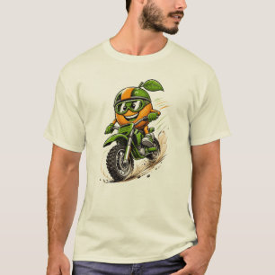 Lustiger orange Dirt Bike Fahrer Motocross Charakt T-Shirt
