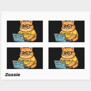Lustiger Orange Katze Programmierer Aufkleber