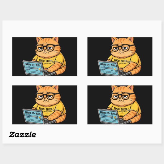 Lustiger Orange Katze Programmierer Aufkleber (Blatt)