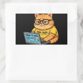 Lustiger Orange Katze Programmierer Aufkleber (Tasche)