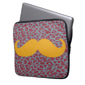 Lustiger orange Schnurrbart Laptopschutzhülle (Vorderseite Links)